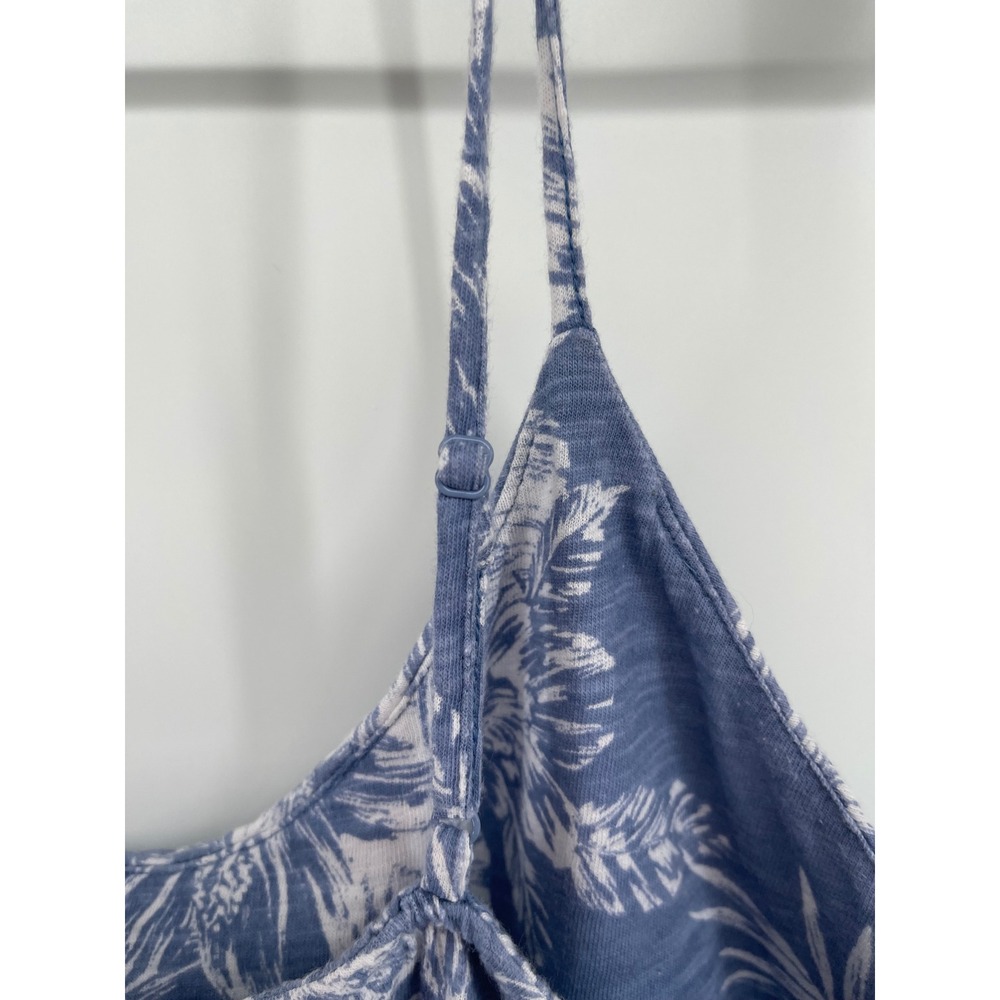 Old Navy Blue Palm Floral Sleeveless Knit Dress Elastic Waist Cotton Large - Picture 8 of 10